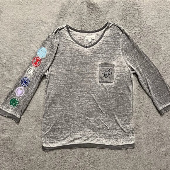Koolaburra by Ugg Marvel Avengers Women's 3/4 Sleeve Distressed T-Shirt Small - Picture 1 of 7